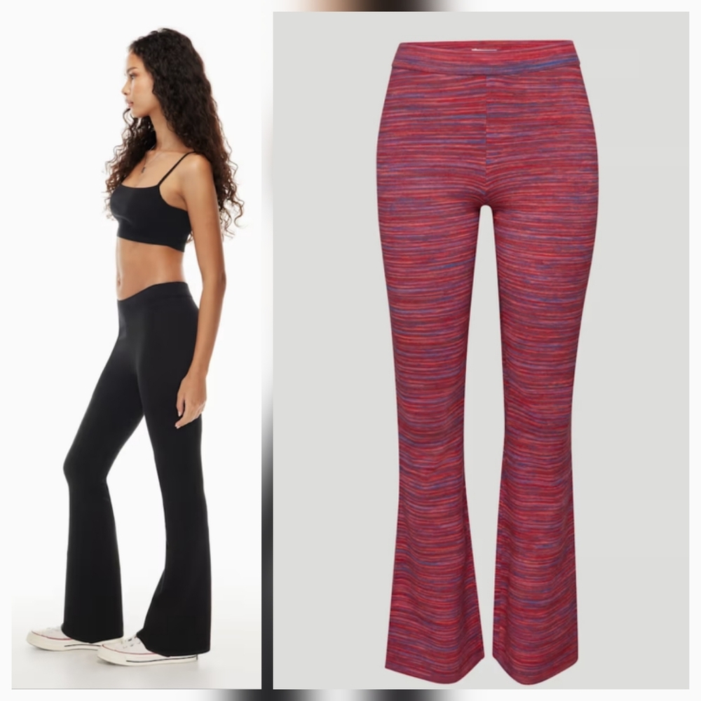 Aritzia Sunday Best Posie Space Dye Pink High Waist Flared Knit Pants